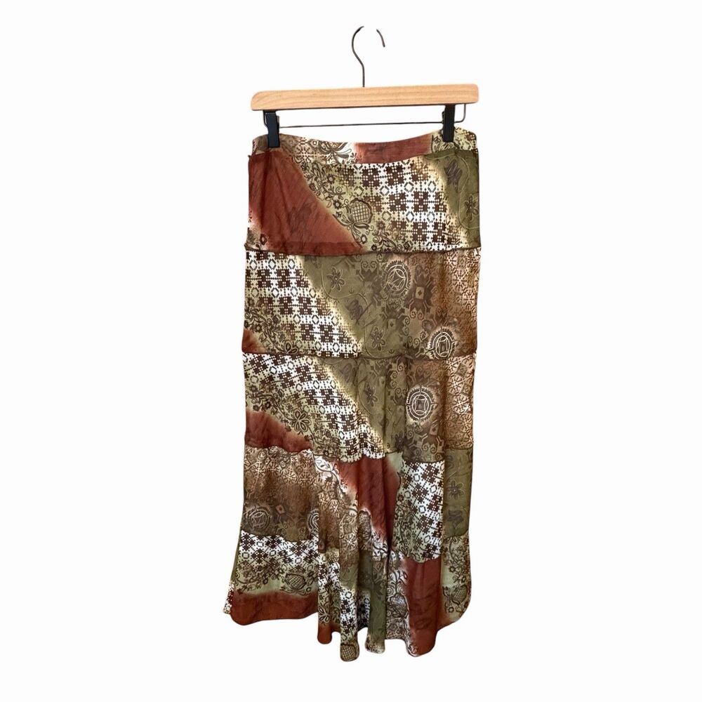 Vintage Scott Taylor Patchwork Fairy Grunge Tiered Maxi Skirt Sz 8 Cottage Boho